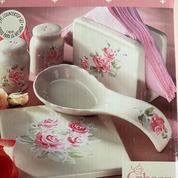 Gibson Ceramic Kitchen Set with Pink Floral Design - Picture 4 of 4
